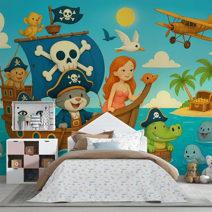 Kids room pirate wallpaper | Adventure at sea