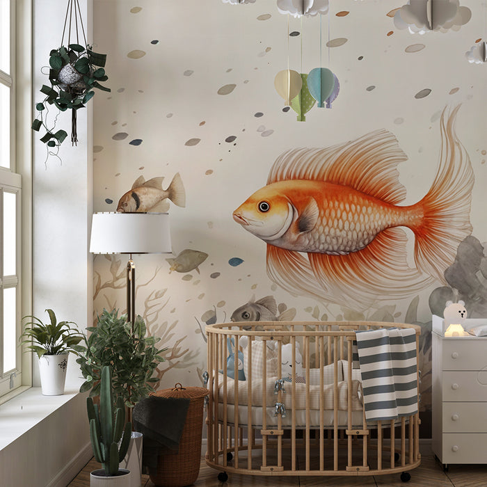 Babykamer behang | Kleurrijke vissen en elegante koralen