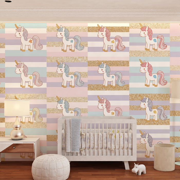 Papel de parede unicórnio | Padrão pastel e purpurinas