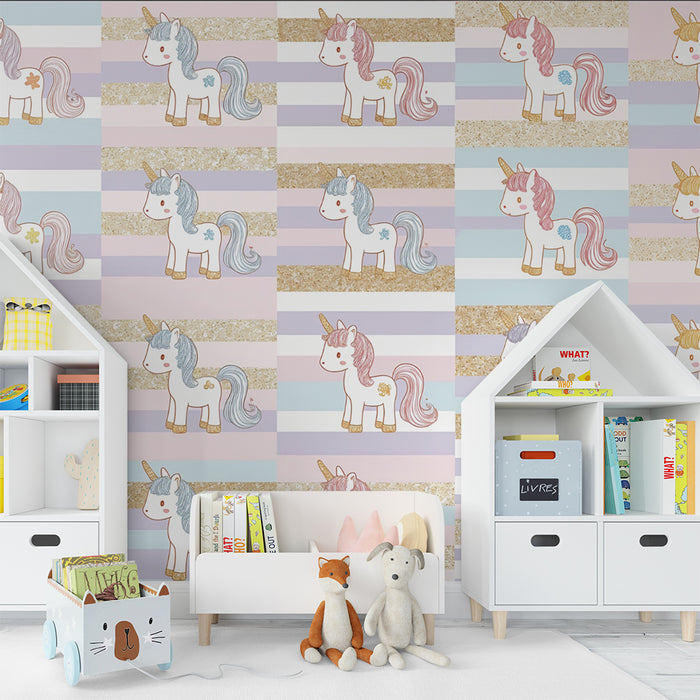 Papel de parede unicórnio | Padrão pastel e purpurinas
