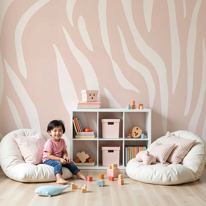 Papier peint chambre enfant | Rayures pastel beige