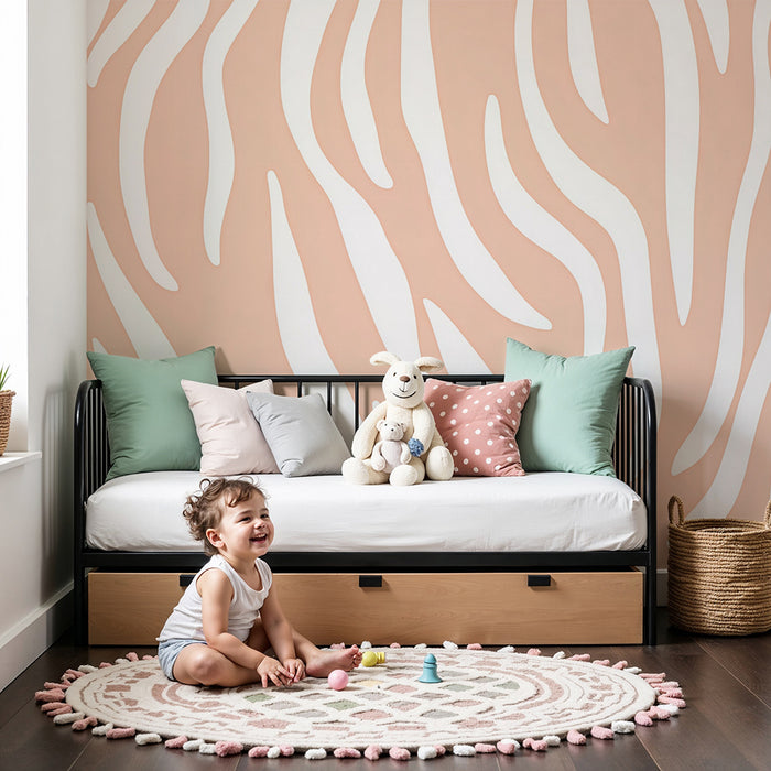 Papier peint chambre enfant | Motif zèbre rose pastel
