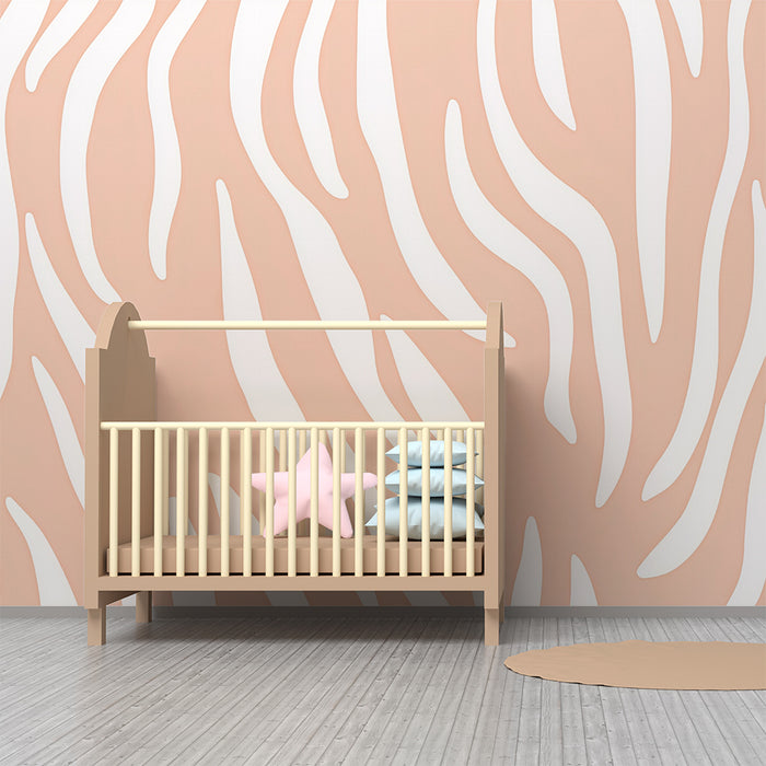 Papier peint chambre enfant | Motif zèbre rose pastel