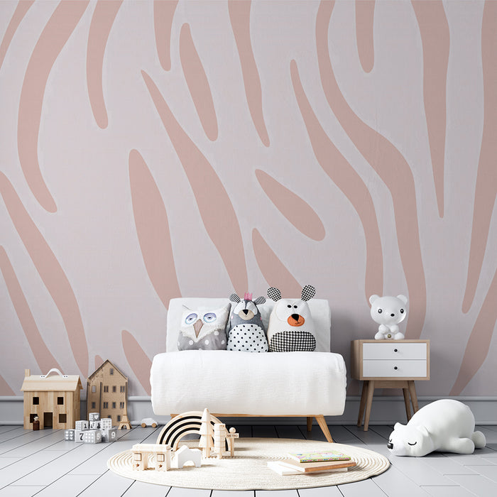Papier peint chambre enfant | Motif zébré pastel rose