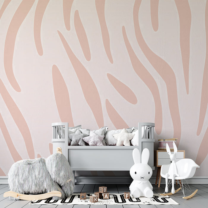 Papier peint chambre enfant | Motif zébré pastel rose