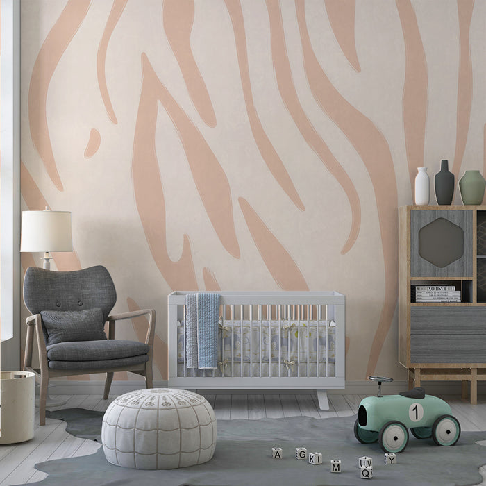 Papier peint chambre enfant | Rayures abstraites beige et rose