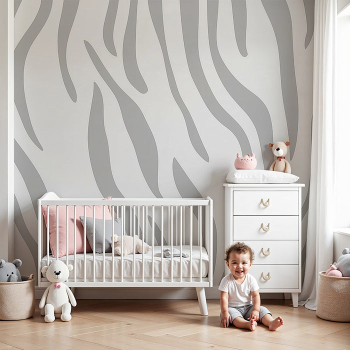 Papel de parede criança | Listras de zebra cinza