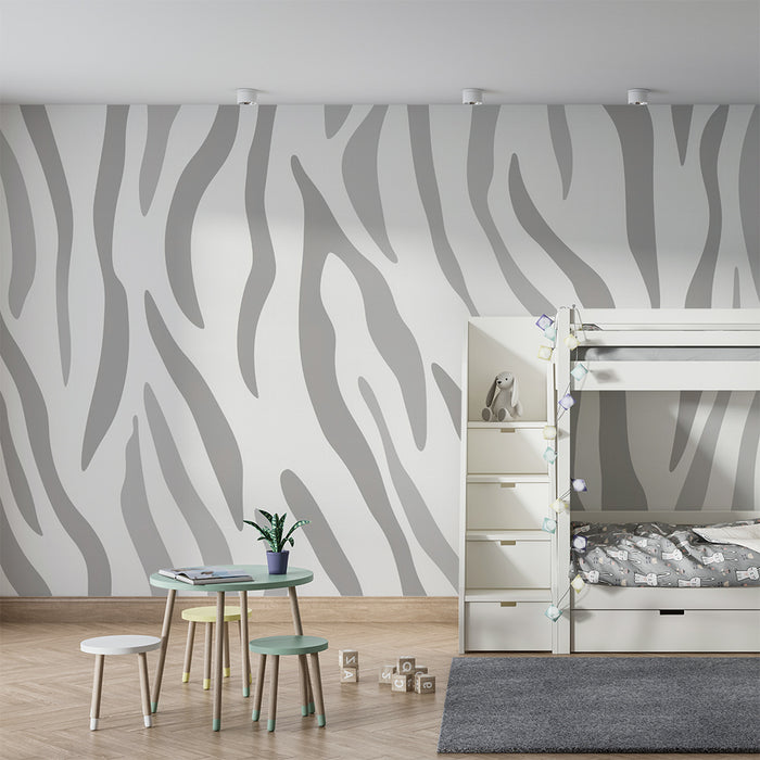 Χαρτί τοίχου παιδικού δωματίου | Σχέδιο άσπρο και γκρι ζέβρα