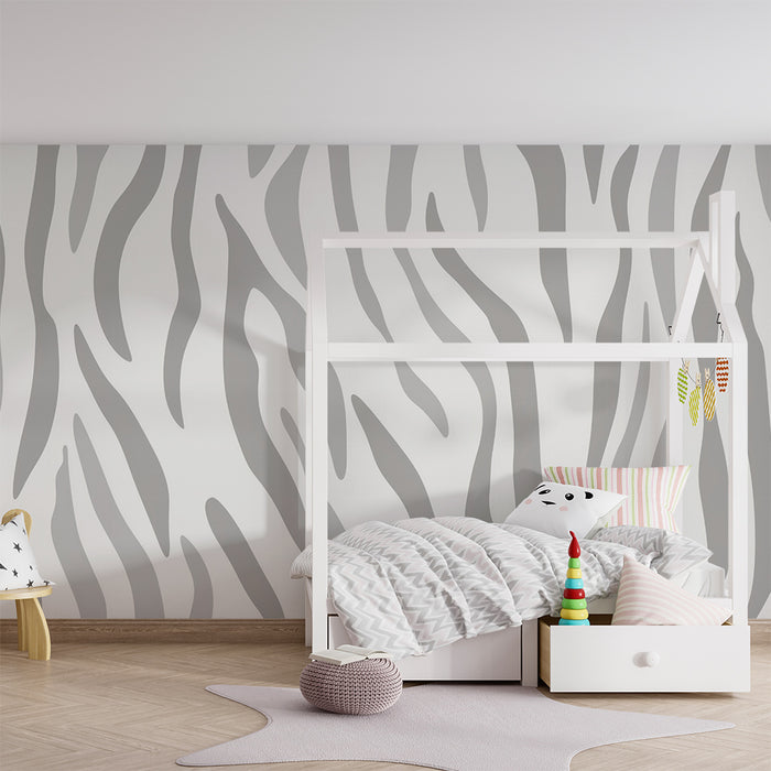 Χαρτί τοίχου παιδικού δωματίου | Σχέδιο άσπρο και γκρι ζέβρα