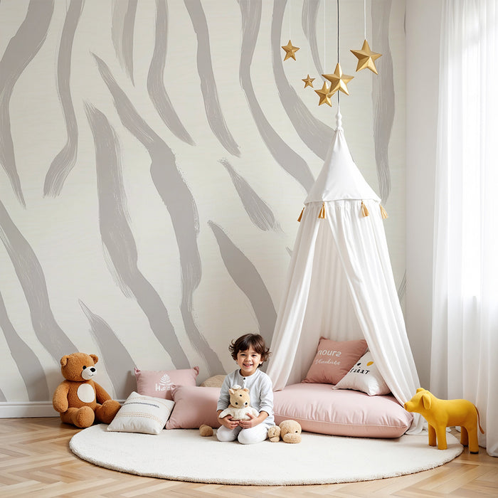 Χαρτί τοίχου παιδικού δωματίου | Καθαρές ρίγες ζέβρας