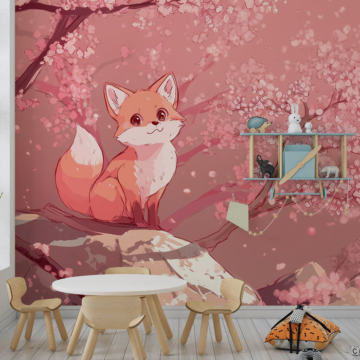 Fox wallpaper | Floral and magical harmony