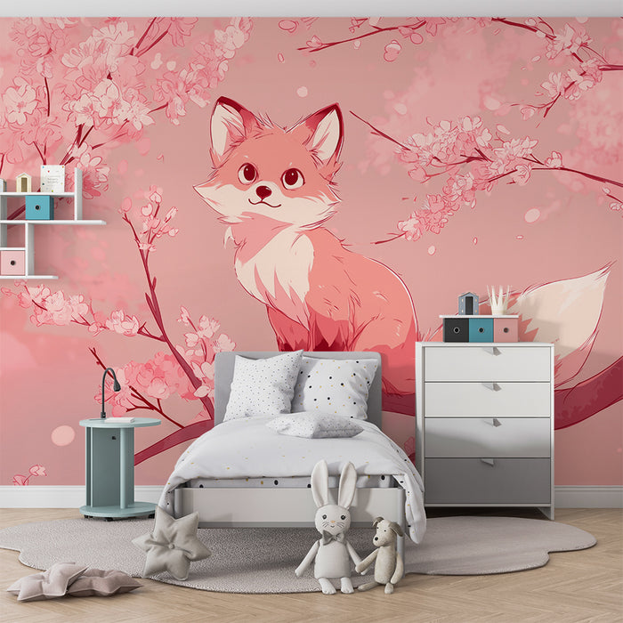 Tapeta liška | Květoucí sakury