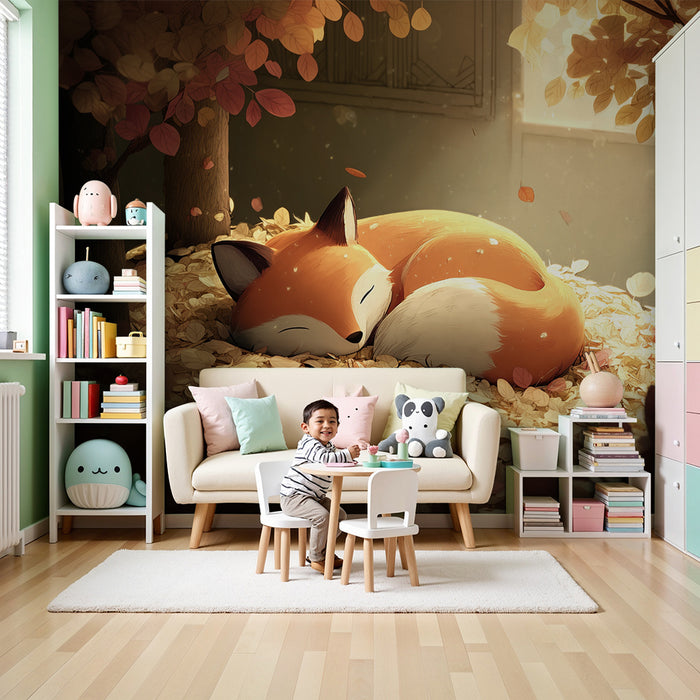 Sleeping fox wallpaper | Autumn softness