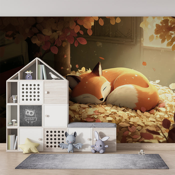 Sleeping fox wallpaper | Autumn softness