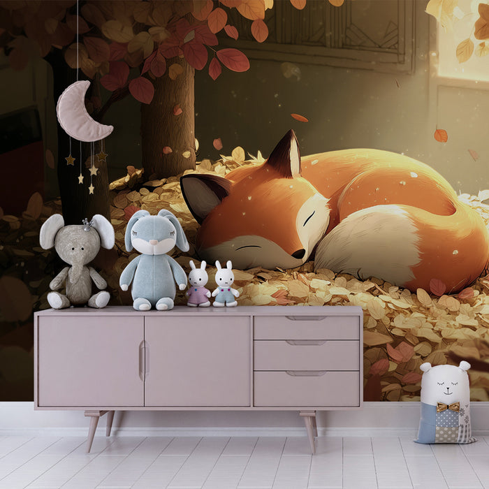 Sleeping fox wallpaper | Autumn softness