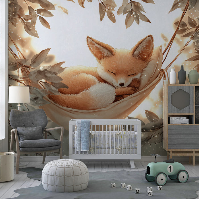 Papier peint renard endormi | Design enchanteur et féérique
