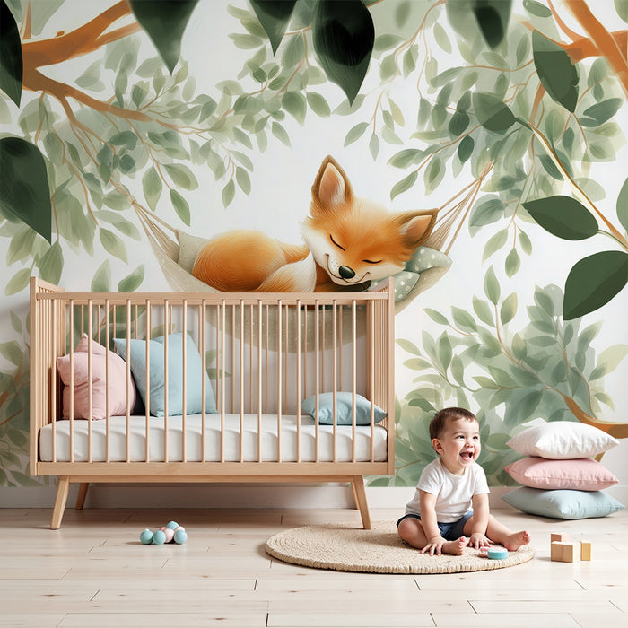 Papier peint renard | Décoration murale douce et apaisante
