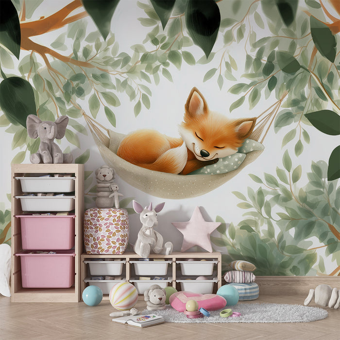 Papier peint renard | Décoration murale douce et apaisante