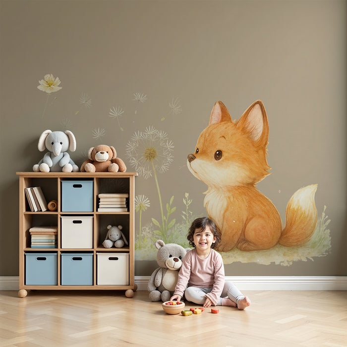 Adorable fox wallpaper | Enchanting design for kids room