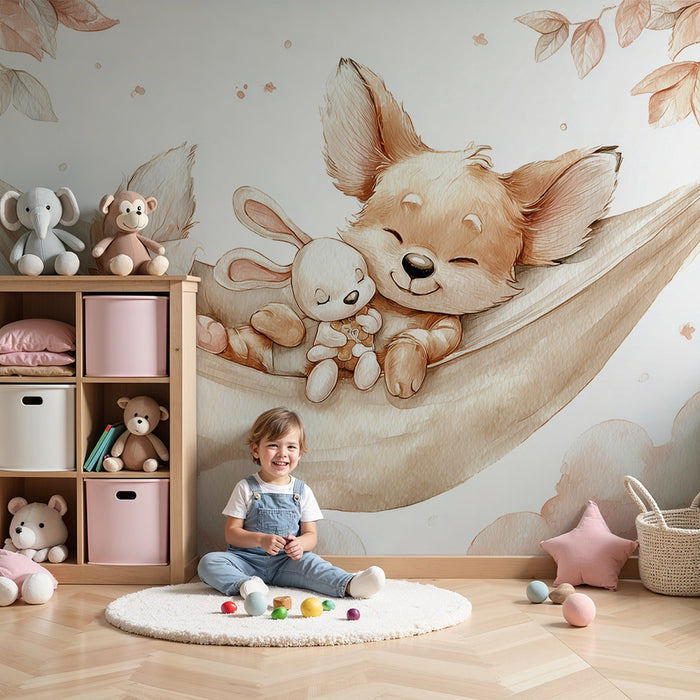 Papier de parede za bebe | Nježnost lisice i zeca