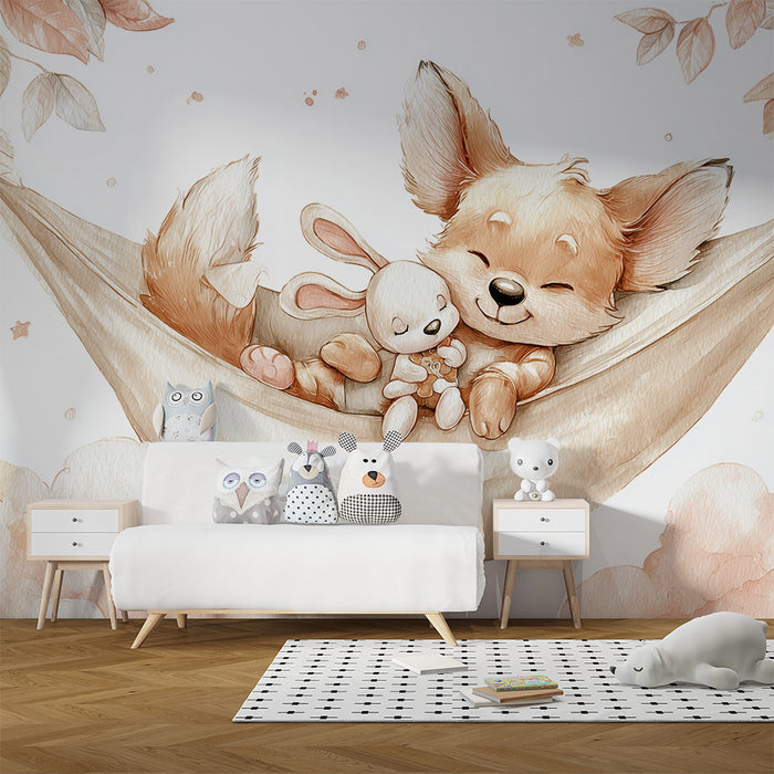 Papier de parede za bebe | Nježnost lisice i zeca