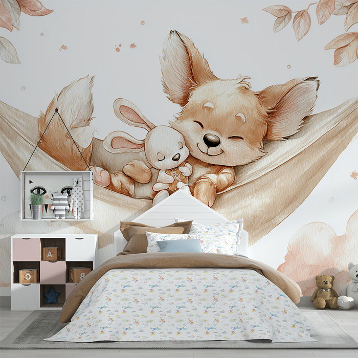 Papier de parede za bebe | Nježnost lisice i zeca