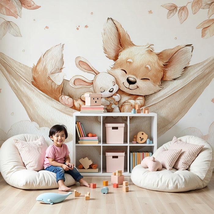 Tapeta s roztomilými zvieratkami | Mäkké snívanie pre detskú izbu