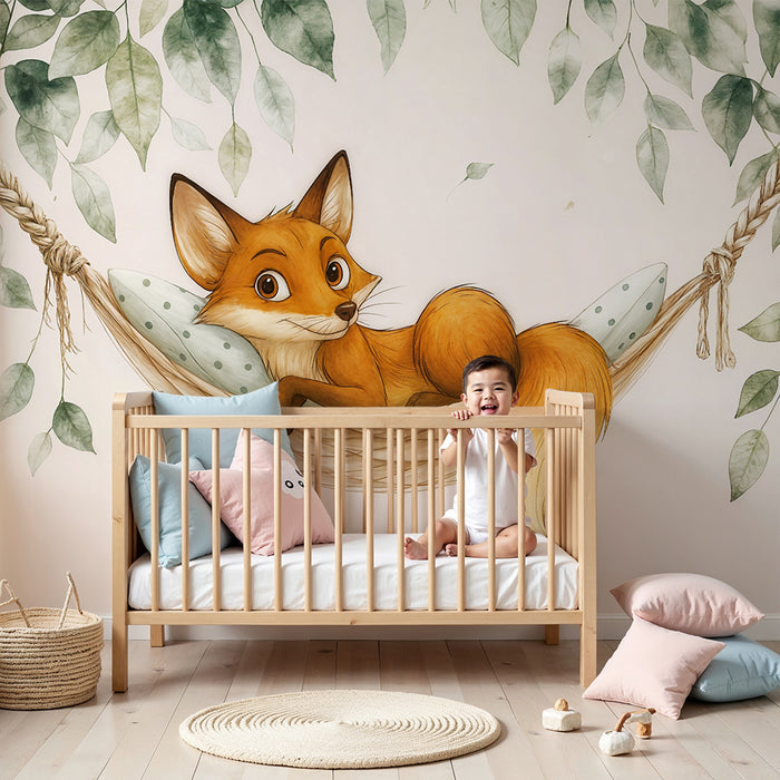 Papier peint renard enfantin | Design ludique et apaisant