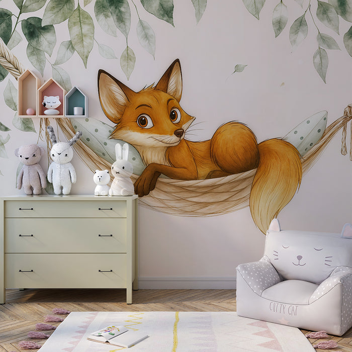 Papier peint renard enfantin | Design ludique et apaisant