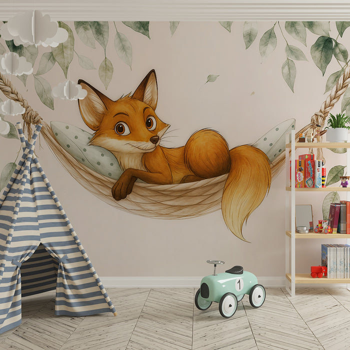 Papier peint renard enfantin | Design ludique et apaisant