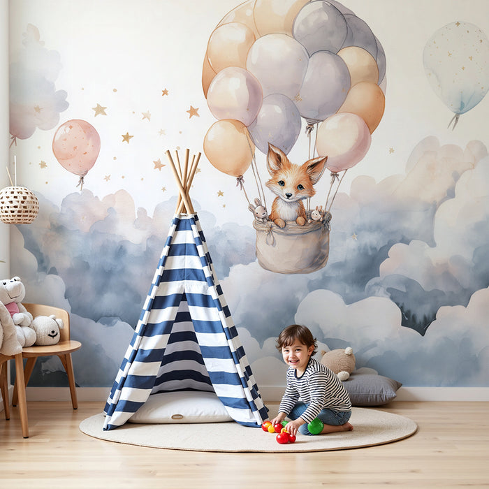 Papel de parede raposa voadora | Design sonhador e fantasioso