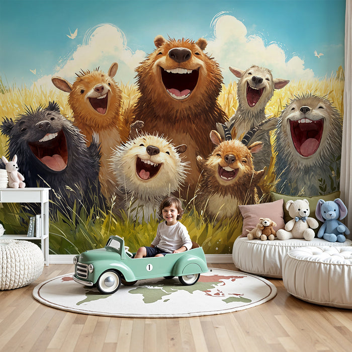 Fond d'écran Animaux Heureux | Scène Enchantée de Champ de Blé