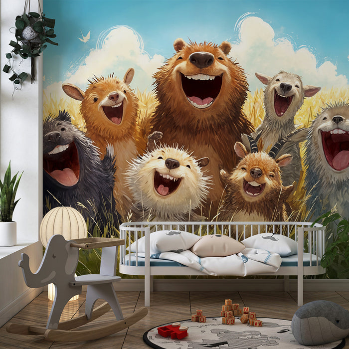 Fond d'écran Animaux Heureux | Scène Enchantée de Champ de Blé