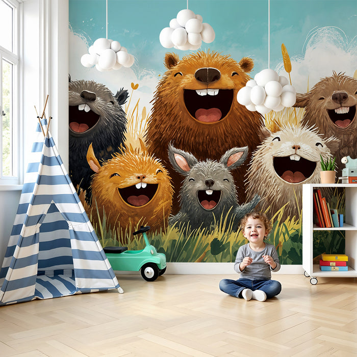 Tapet s veseli zhivotni | Tsvetna i zabavna ilustratsiya