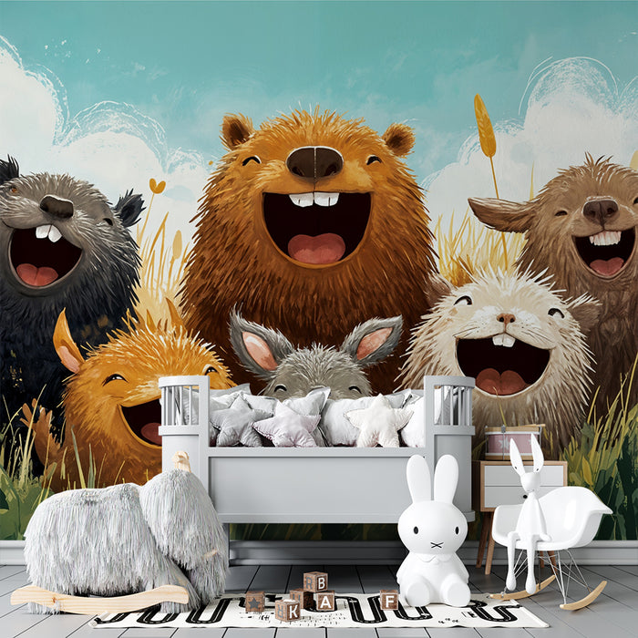 Tapet s veseli zhivotni | Tsvetna i zabavna ilustratsiya