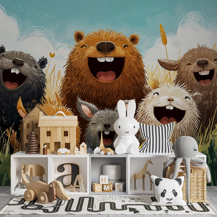 Tapet s veseli zhivotni | Tsvetna i zabavna ilustratsiya