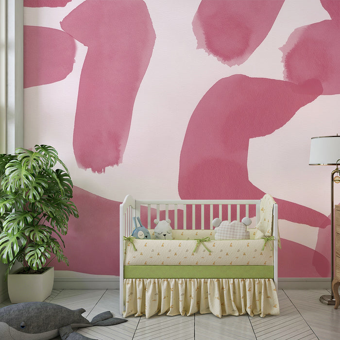 Papier peint chambre enfant | Abstrait aquarelle rose