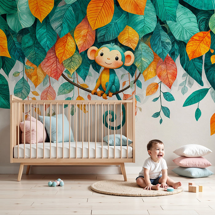 Abe tapet | Farverig børnevægdekoration