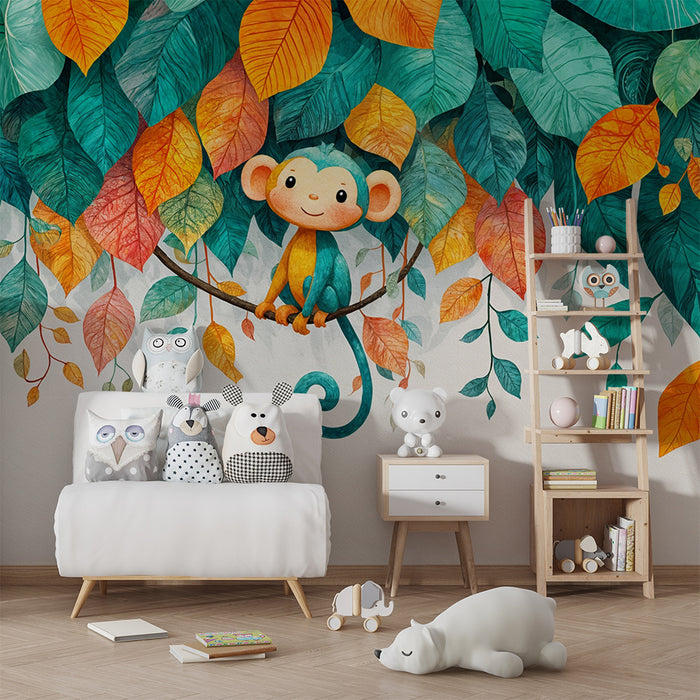 Abe tapet | Farverig børnevægdekoration