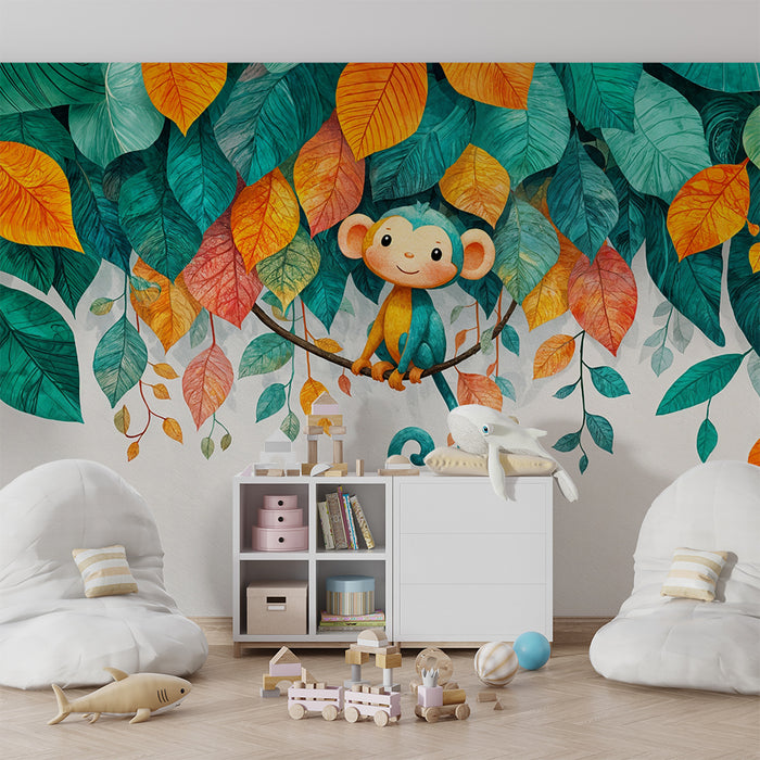 Abe tapet | Farverig børnevægdekoration