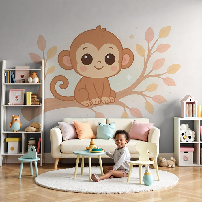 Papel de parede quarto bebê | Весела маймуна на клон
