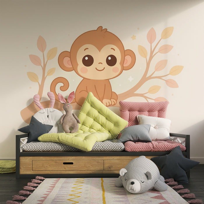 Papel de parede quarto bebê | Весела маймуна на клон