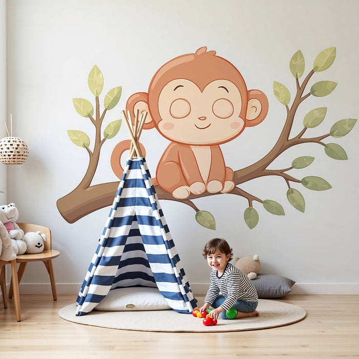 Papel de parede quarto bebê | Мило маймунче на клон