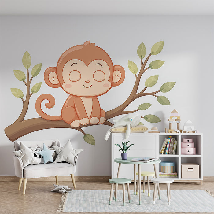 Papel de parede quarto bebê | Мило маймунче на клон