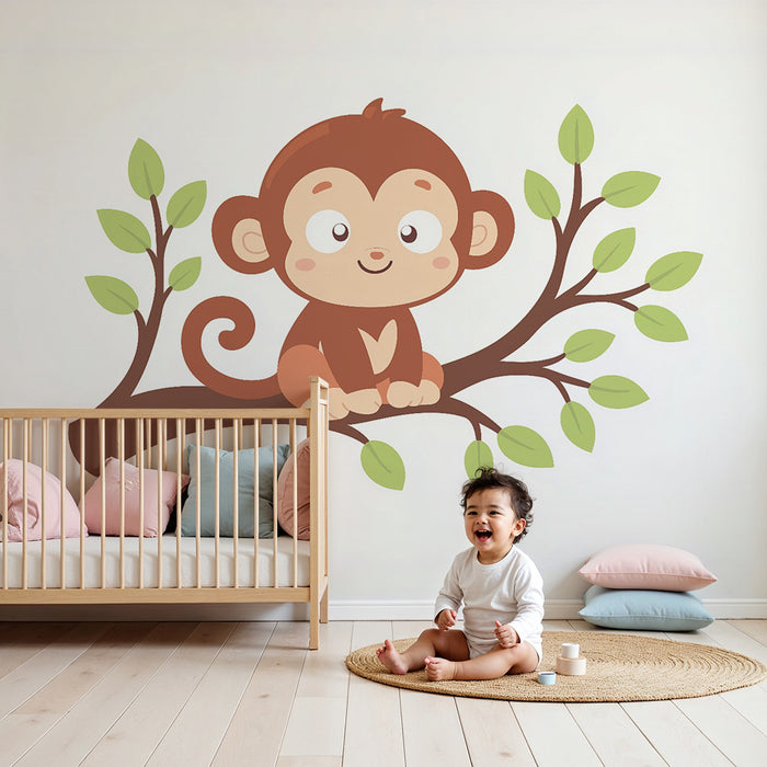 Lastenhuoneen tapetti | Iloinen apina oksalla