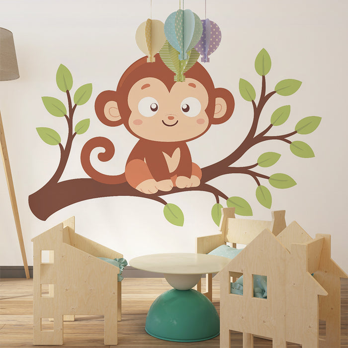 Lastenhuoneen tapetti | Iloinen apina oksalla