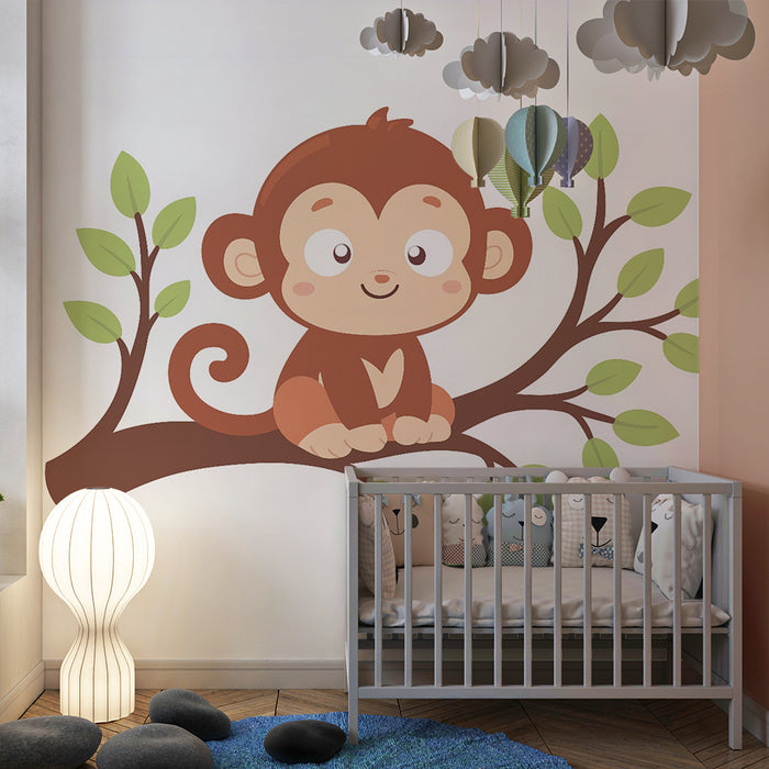 Lastenhuoneen tapetti | Iloinen apina oksalla