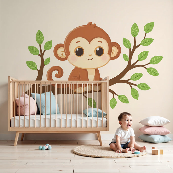 Lastenhuoneen tapetti | Söpö apina oksalla