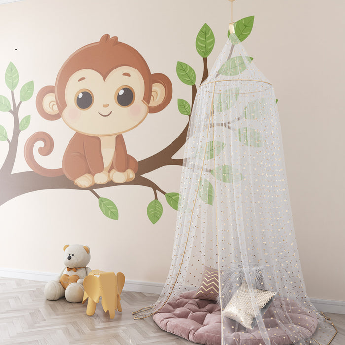 Lastenhuoneen tapetti | Söpö apina oksalla