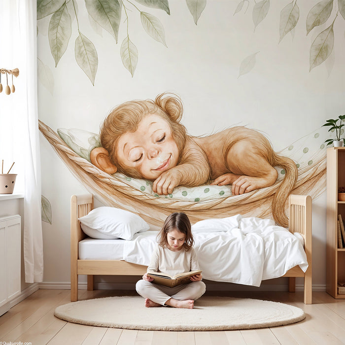 Papel pintado de mono | Adorable ilustración de mono dormido